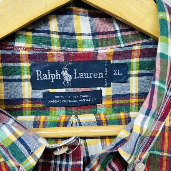 Polo Ralph Lauren Shirt Madras Plaid Lightweight Preppy Classic Vintage 80s 90s - Picture 4 of 8